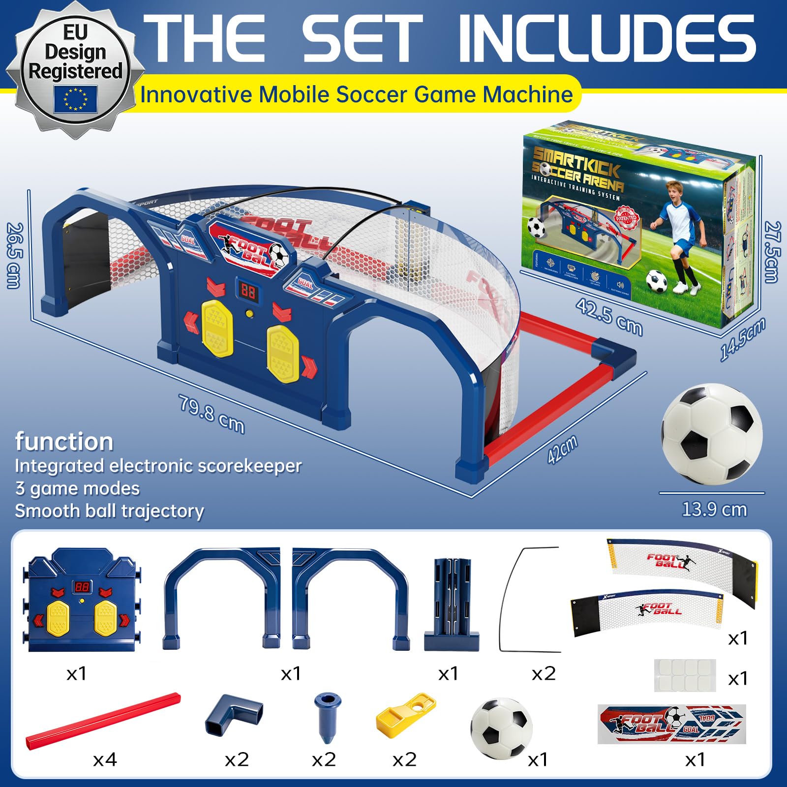 SoccerBot Porta Calcio Bambini | Pallone da Calcio Smart con Conta palleggi & Allenamento a Casa | Giochi per Bambini Giochi Interattivi Soccer Bot (1 Palla)