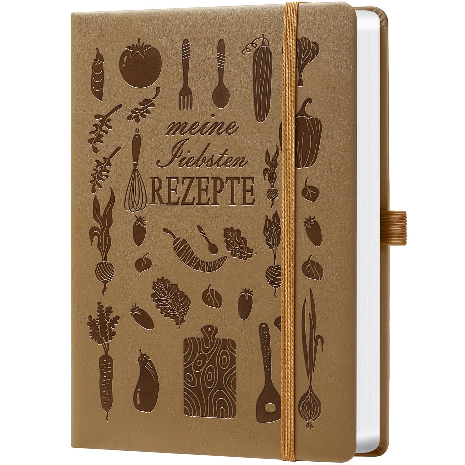 HwxBen Rezeptbuch A5 zum Selberschreiben – Meine Lieblingsrezepte – DIY Koch- & Backbuch zum Ausfüllen – Küchen-Designs, 120g Papier (14,5 x 21 cm)