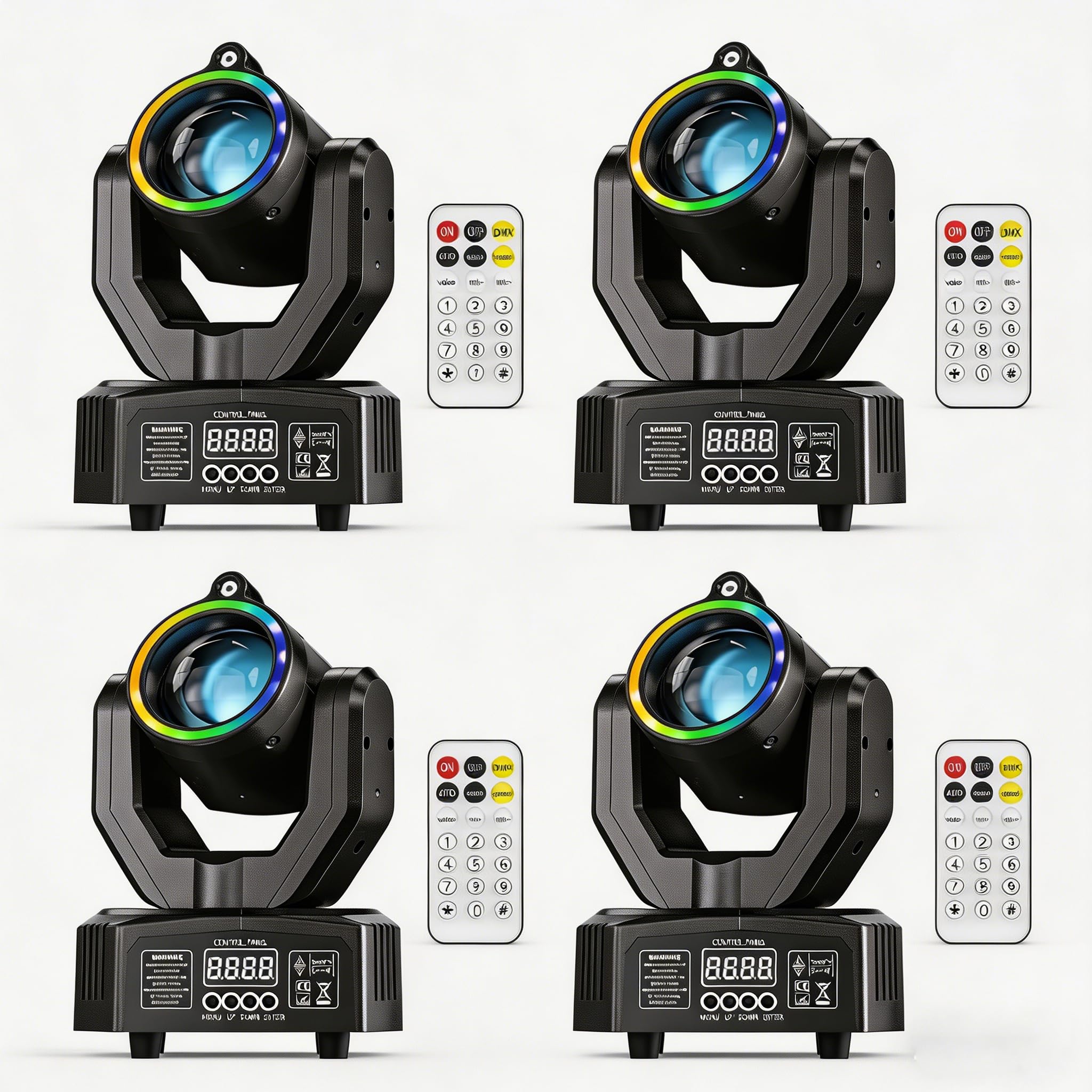 Mini Cabezas Móviles LED 30W, 4PCS Luces de Escenario RGBW Beam, DMX512 Activado por Sonido Las Efectos de Luz con Mando a Distancia para DJ Bar Fiesta Discoteca Boda