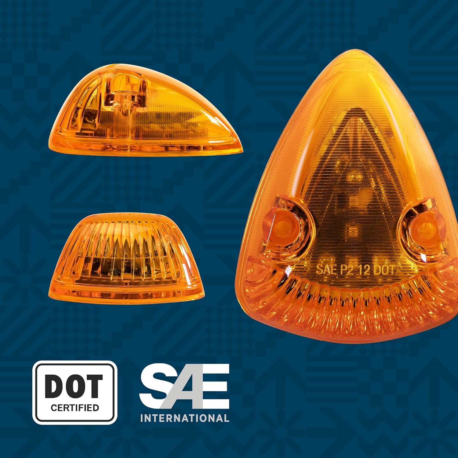 TRUE MODS Amber Teardrop Cab Marker Light Kit [DOT FMVSS 108] [SAE P2] [Universal Fit] [Reflector Lens] [94-98 Dodge Ram Direct Replacement] Lamp for Ford Van Super Duty F150 F250 F350 Chevy Truck