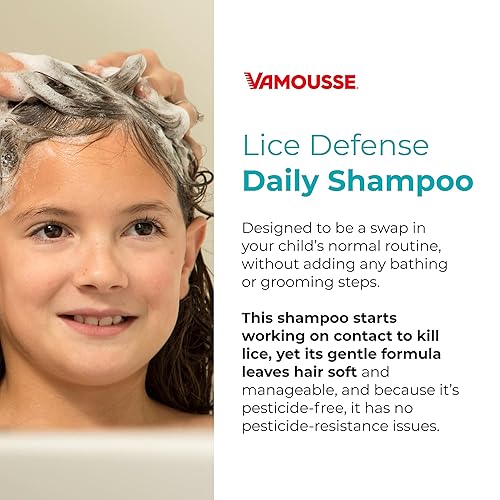 Miniatura 5 de Vamousse Champú diario Lice Defense, mata los piojos, detecta y previene la infestación, sin parabenos, sulfatos ni colorantes, incluye aceite de