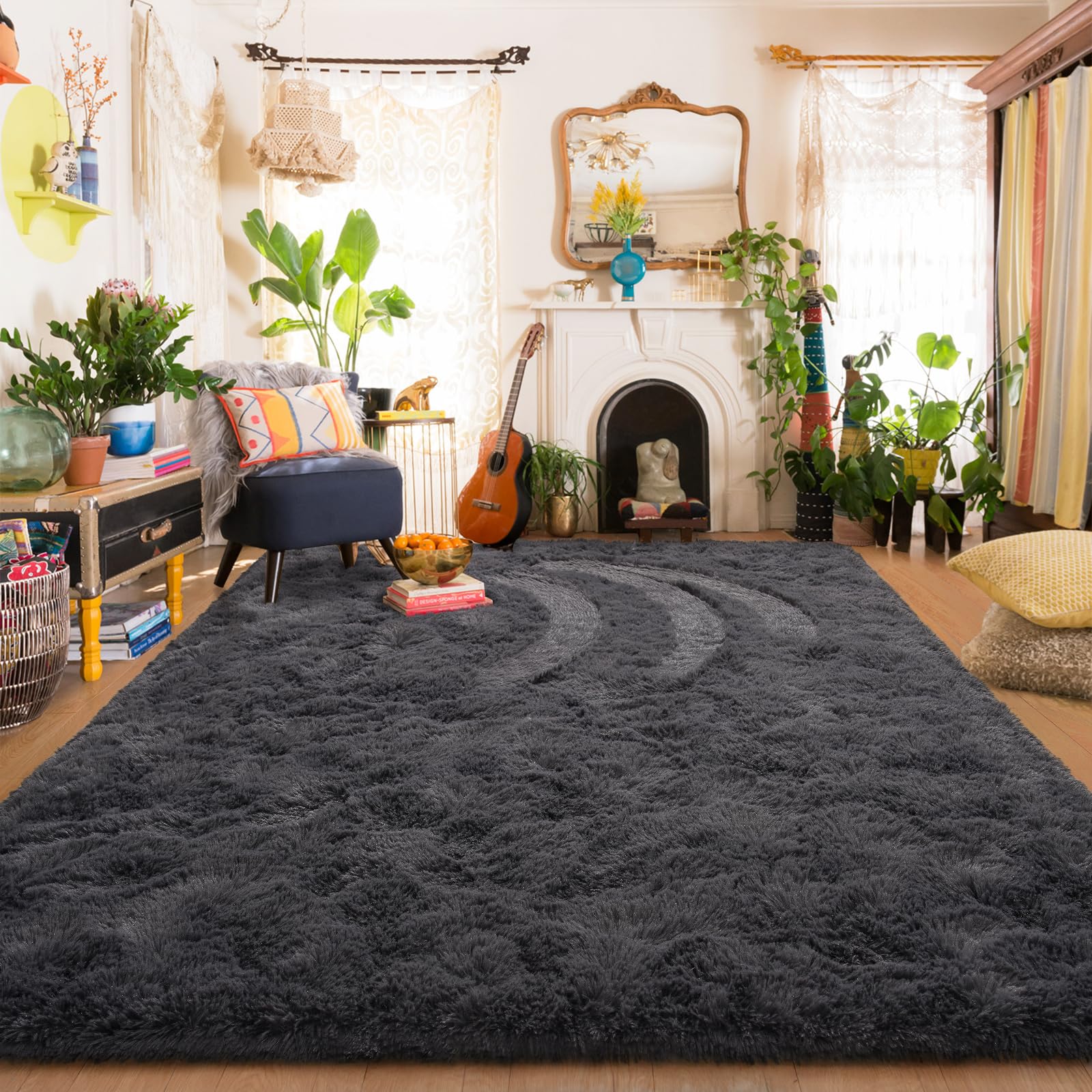 Amearea Premium Soft Fluffy Rug Modern Shag Carpet, 5.3x7.5 Feet, Fuzzy Plush Rugs for Living Room Bedroom Kids Room Home Decor, Nursery Non Slip