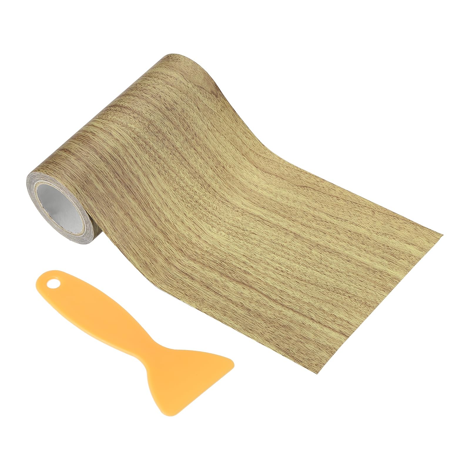 PATIKIL Wood Grain Repair Tape 12.5cm x 4.57m, Self Adhesive Realistic Textured Repair Tape Patch with Scraper for Floor Door Table Cabinets Desk, Brown