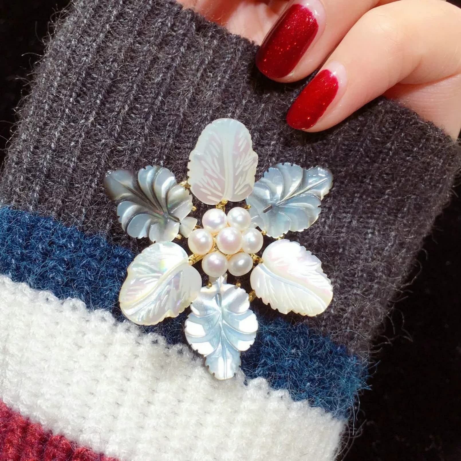 WLLLTYBroochLadies Broche de Perlas de Agua Dulce Alfileres Accesorios de Ropa Regalos