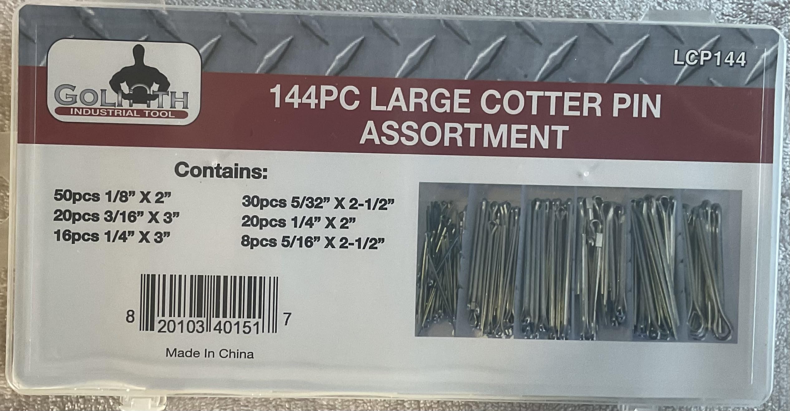 144pc Large Cotter Pin Assortment, Extra Large Clip Key