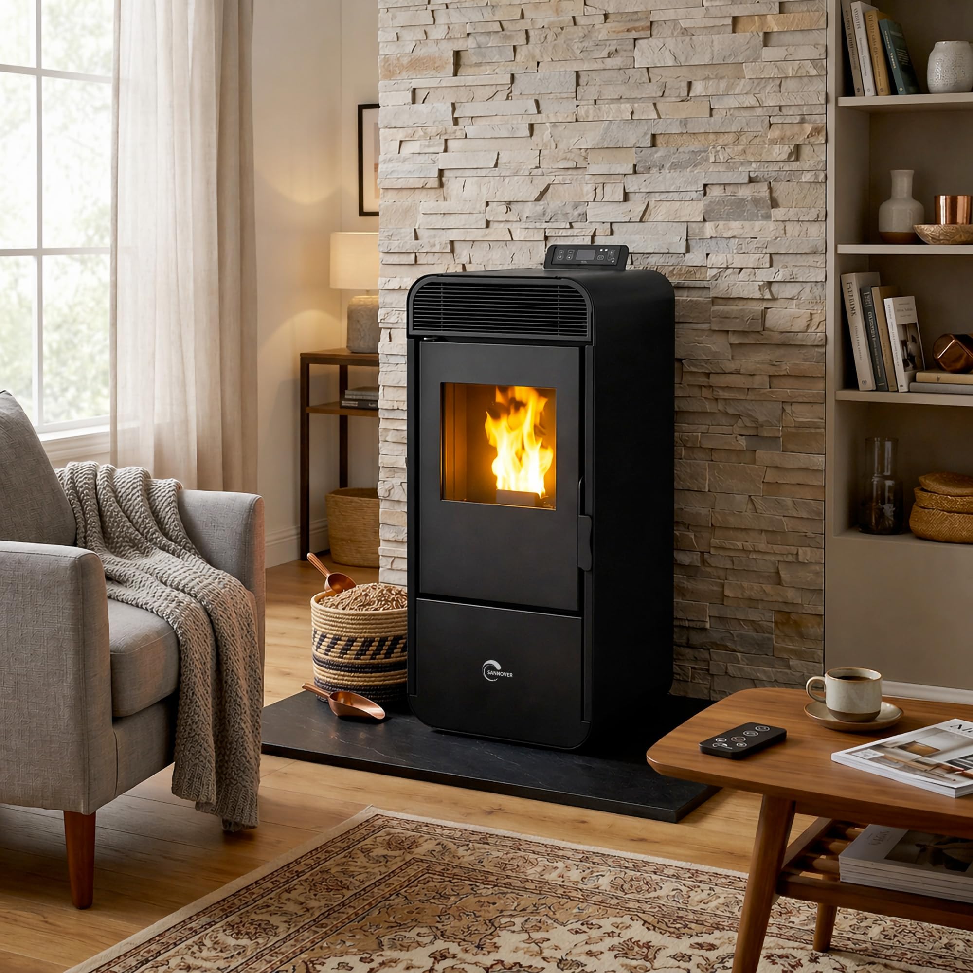 Poêle à granulés étanche Izedia 13,8 kW Noir Sannover