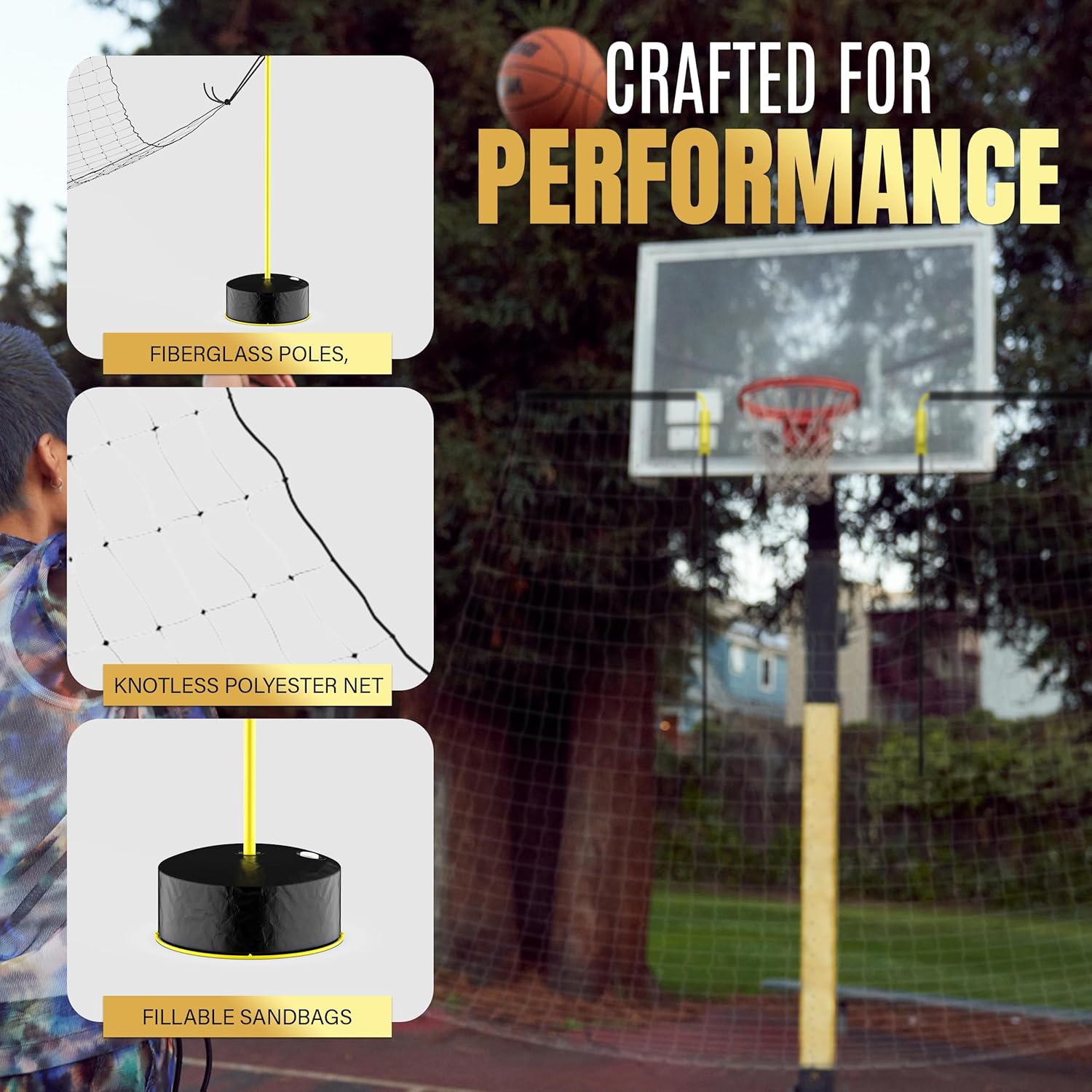 Western Star Basketball Rebounder Machine - Ball Return Net for Hoops - No Fetching Necessary! Perfect DIY Basketball Shooting Net - Fun Rebounder Attachment - Basketball Hoop Accessories