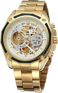 FORSINING Mens Skeleton Automatic Analog Stylish Wristwatch with Stainless Steel Bracelet