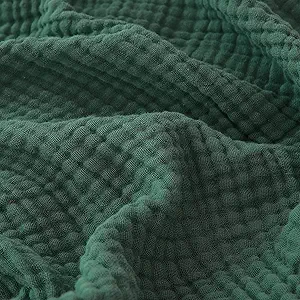 EMME Cotton Muslin Throw Blanket Couch Breathable Gauze Blanket Soft Lightweight Blankets Adults (Forest Green, 50"x60")