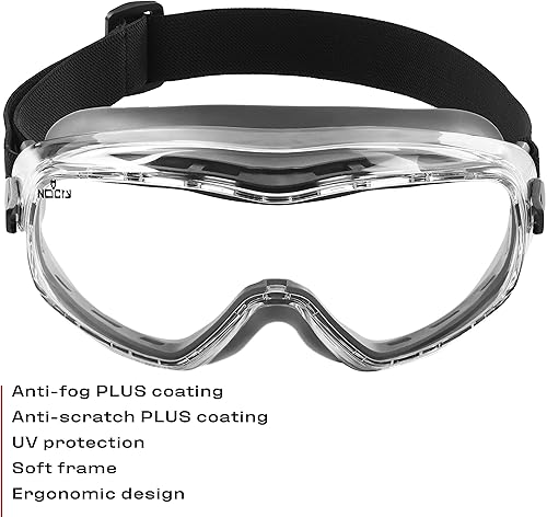 Miniatura 5 de NoCry Gafas de seguridad con antiempañamiento transparente, resistentes a los arañazos, protección UV y gafas de seguridad con revestimiento