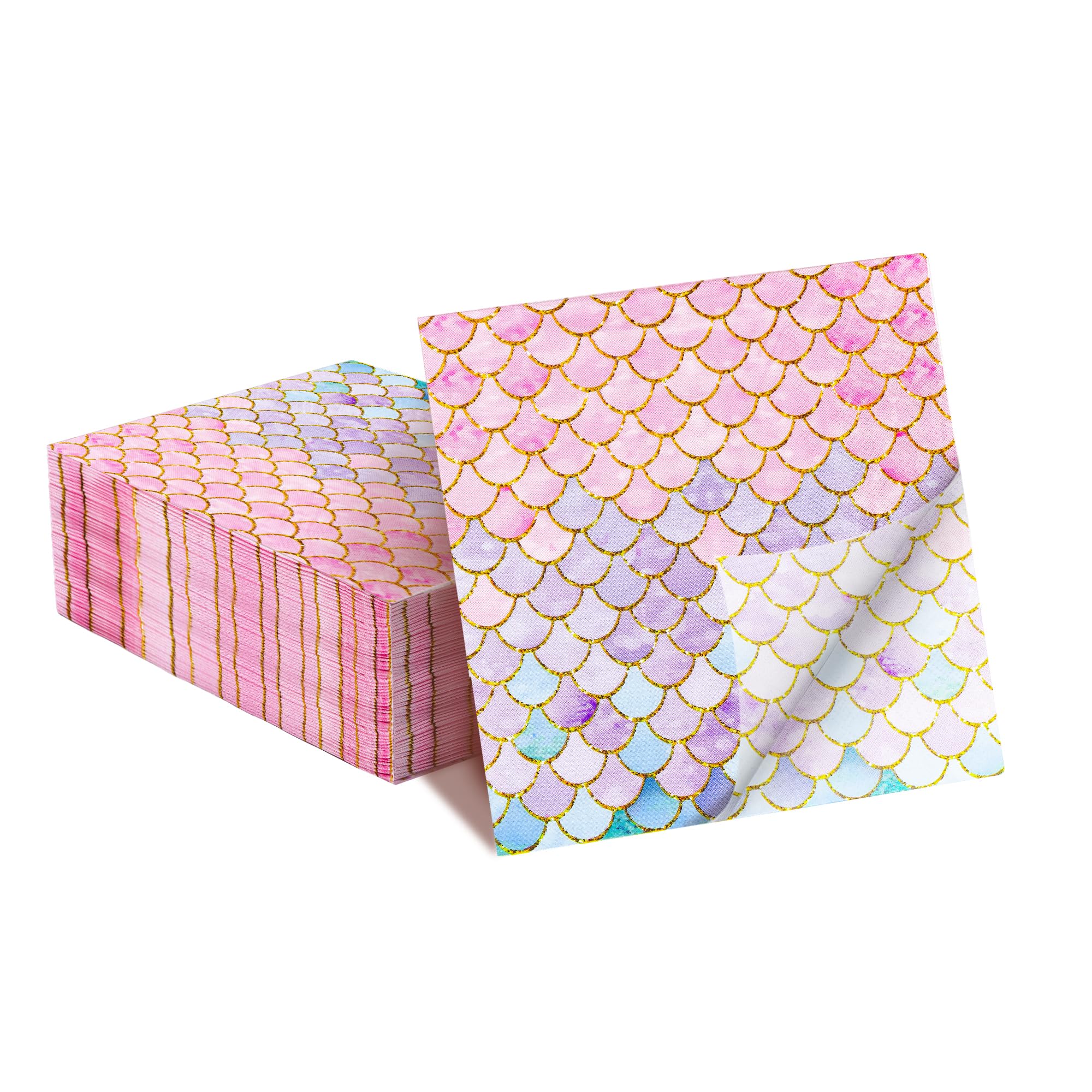 LMJUNZZ 120 Pcs Mermaid Scale Party Napkins - Pink, 2-Ply Paper, 13 x 13 Inches - Mermaid Birthday Party Supplies