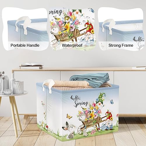 Miniatura 4 de Clastyle Cesta de regalo de flores de mariposa de jardín de primavera, rectangular, margarita, girasol, violeta, tulipán, estantería, cesta de