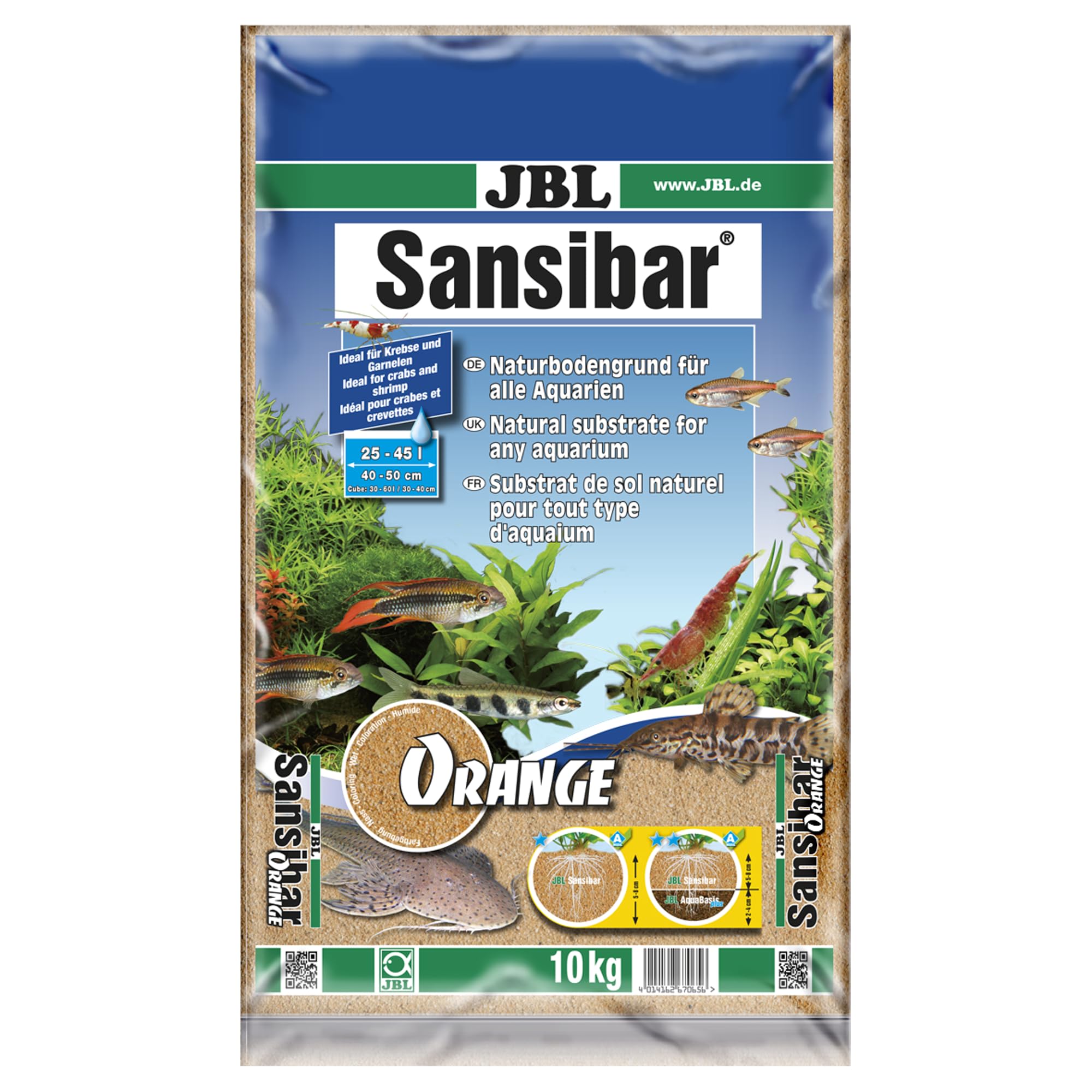 JBL Sansibar ORANGE 10 kg, Orange, fine substrate for freshwater and saltwater aquariums