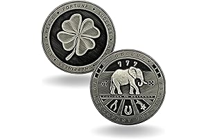 Luck Lab Lucky Two Sided Coin Four Leaf Clover Elephant Coin