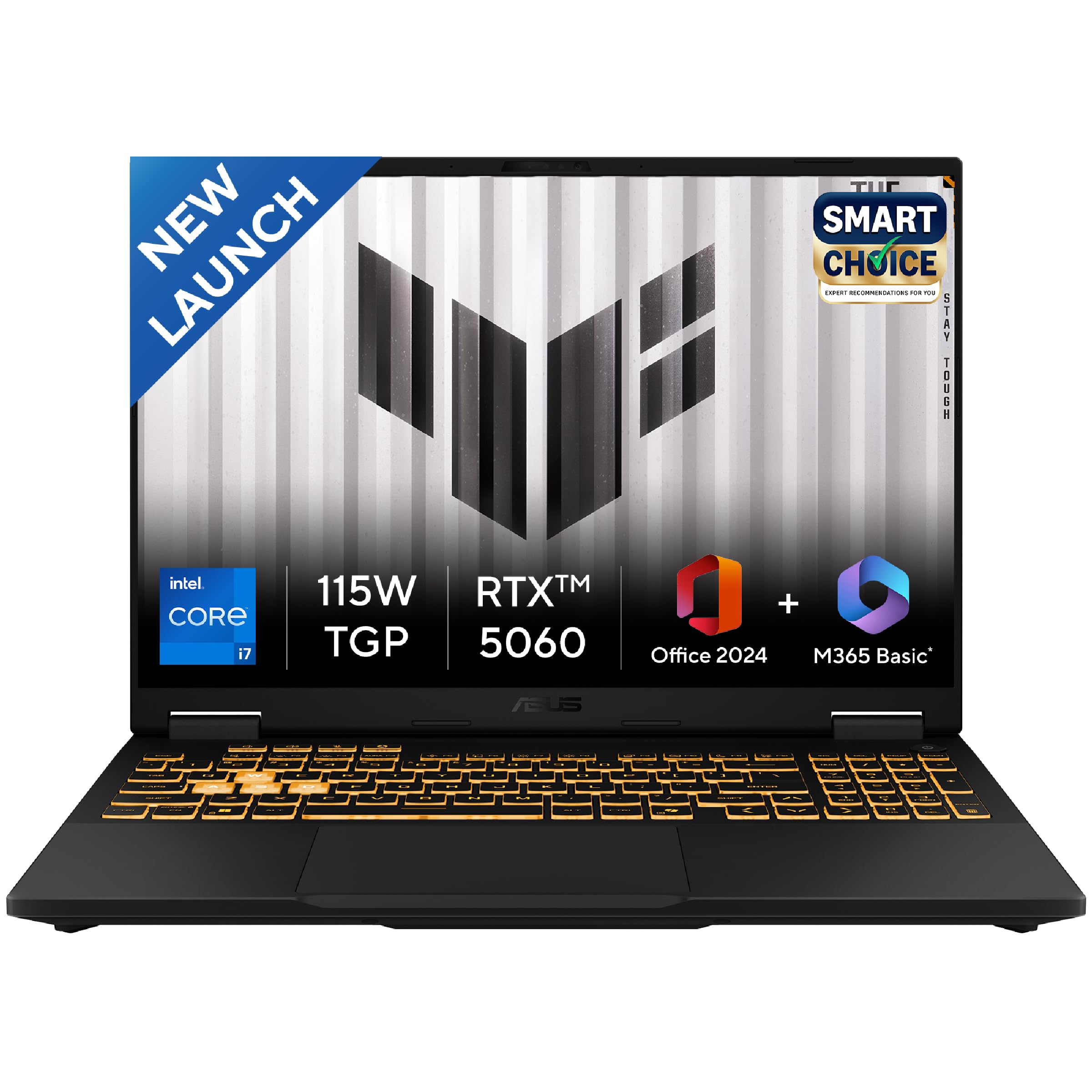 ASUS TUF F16 14th Gen Intel Core i7 14650HX Gaming Laptop Nvidia RTX 5060-8GB, WUXGA 165Hz,32GB RAM GDDR5-1TB SSD, Windows 11 Office Home 2024/Jaeger Gray FX608JMR
