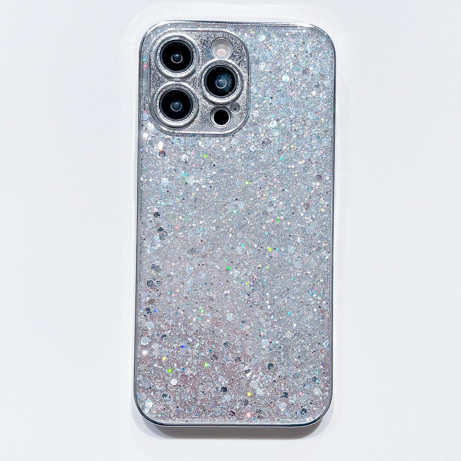 Apple Iphone Case, Silver, Glitter, Transparent, Anti Drop, Shockproof, Soft Case (iphone 15 pro)