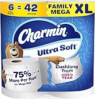 Vista 17 de Charmin Papel higiénico ultra suave y acolchado al tacto, 30 familias Mega = 153 rollos regulares, 2 capas, blanco