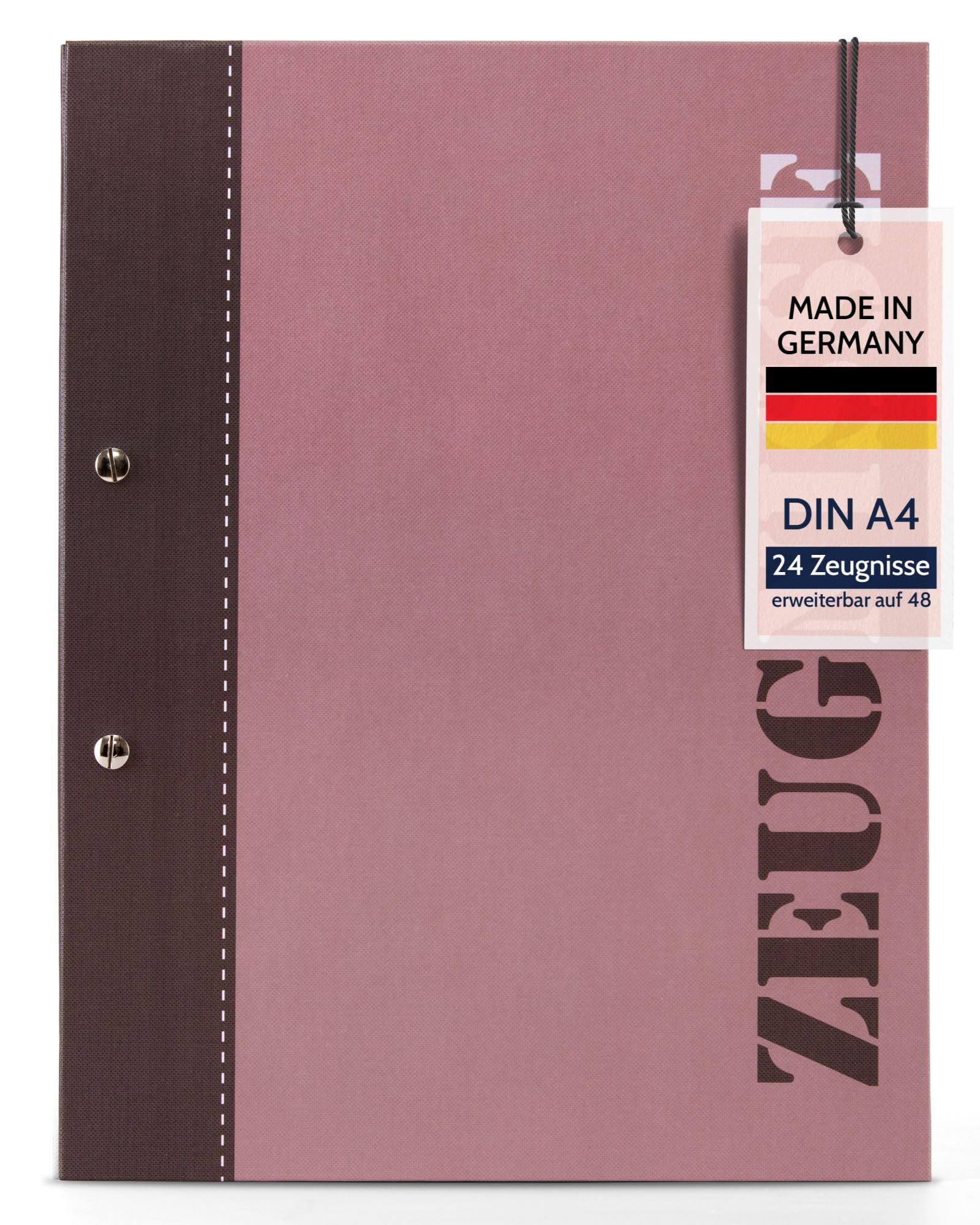 goldbuch 36 116 Certificate Folder 2 Coloured Aubergine, Certificate Folder DIN A4, Document Folder with Screw Closure and 12 Transparent Pockets, Linen Structure Organiser with 12 Sleeves
