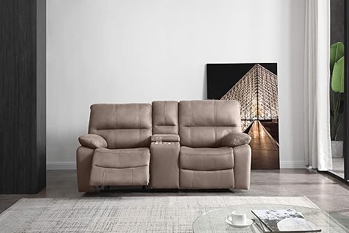 Betsy Furniture Juego de sofá reclinable de microfibra para sala de estar 8007 (Taupe, sofá biplaza)