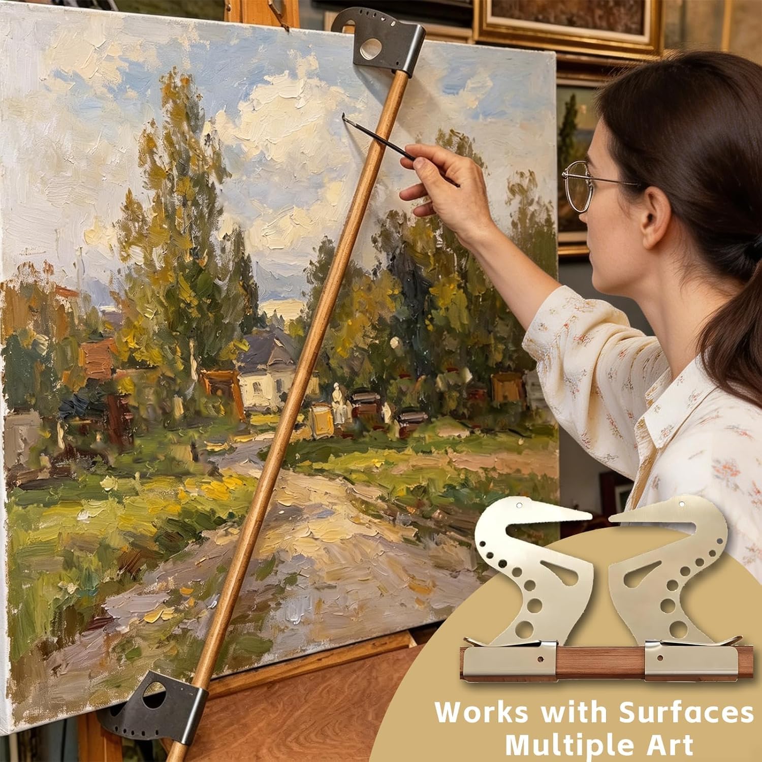 Adjustable Easel Hand Rest Support Bar, Artist Hand Support Bridge, Adjustable Hand Rest for Painting Drawing Detail Work, Metal Wrist Rest Stand with Self-Locking Gravitys (1set)
