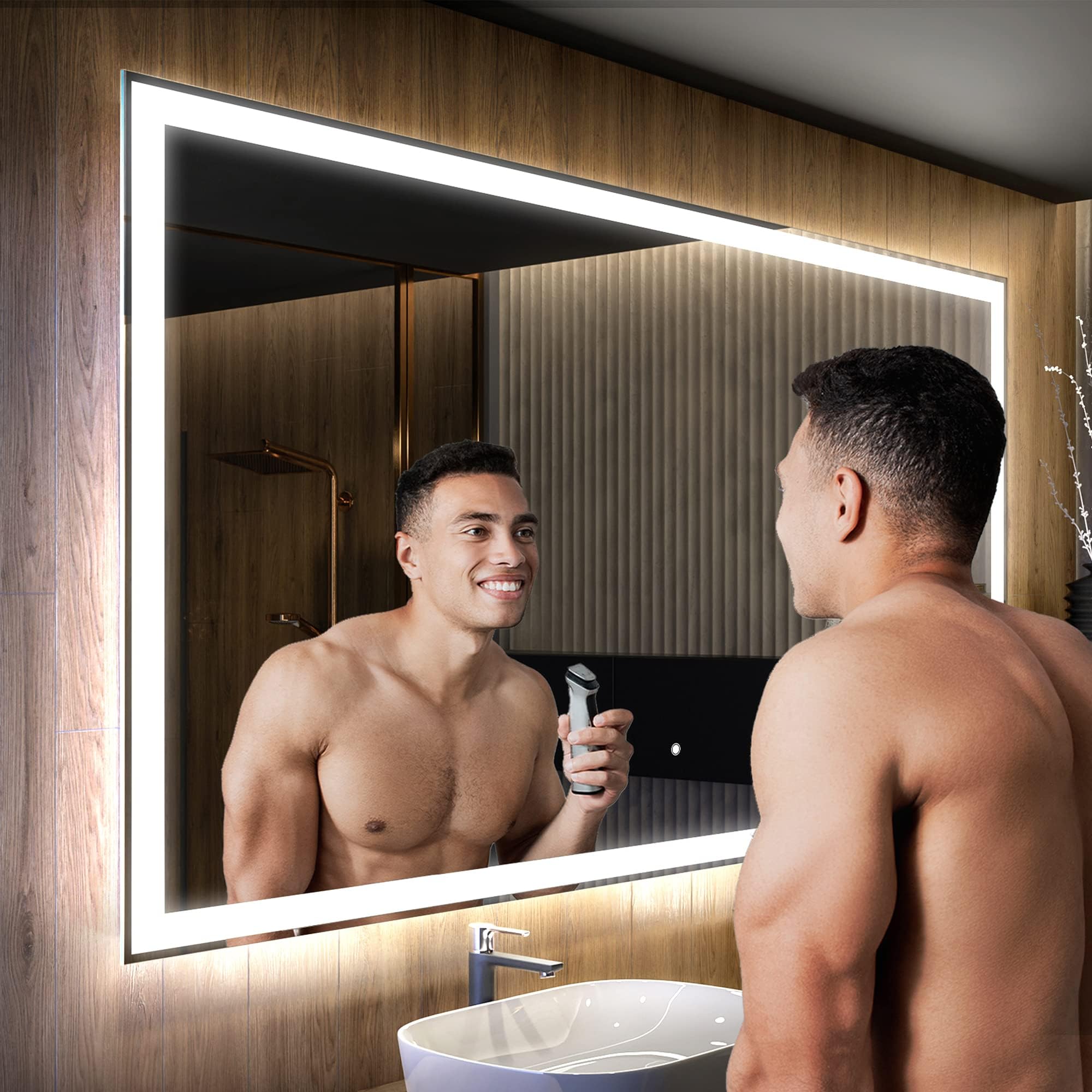 Artforma 1300x700mm Backlit LED Illuminated Bathroom Mirror and Additional Features (Customizable) | Wall Mounted Mirror with LED Lights | Smart Mirror | L01 [Energy Class A++]