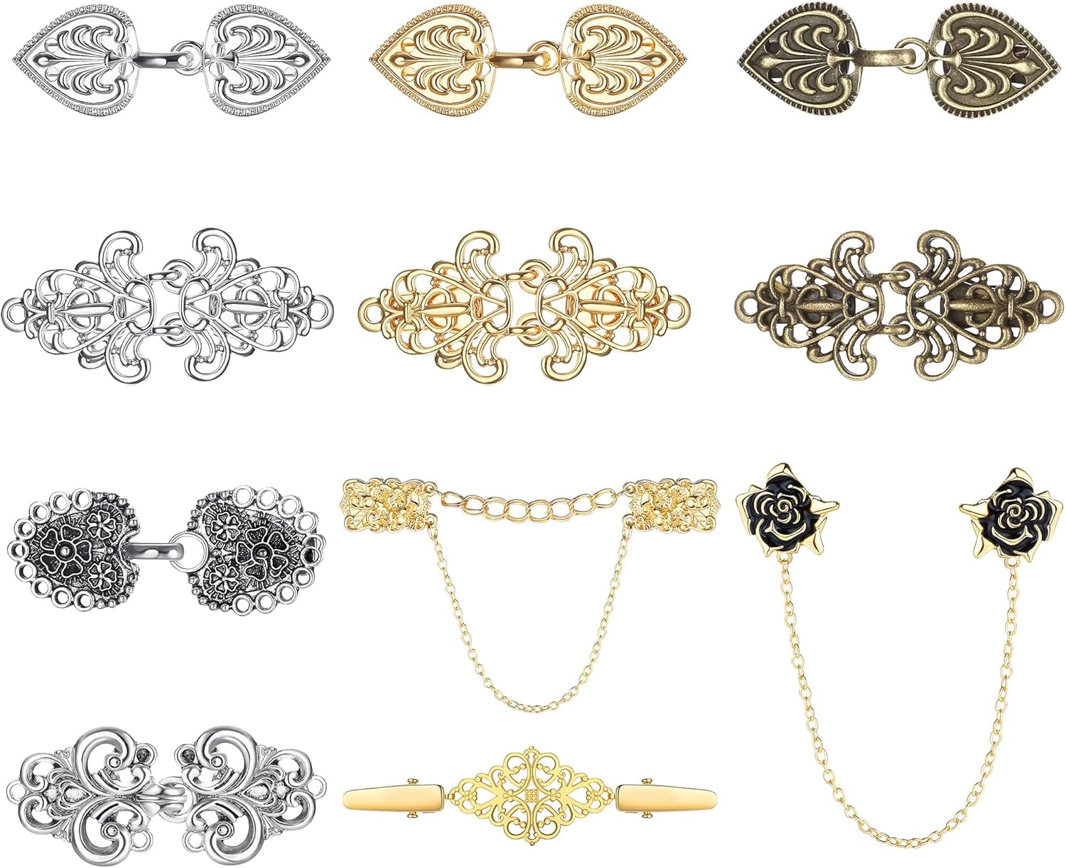 Kakonia 11Pcs Vintage Cardigan Clips Dress Clips Back Cinch Clips Scarf