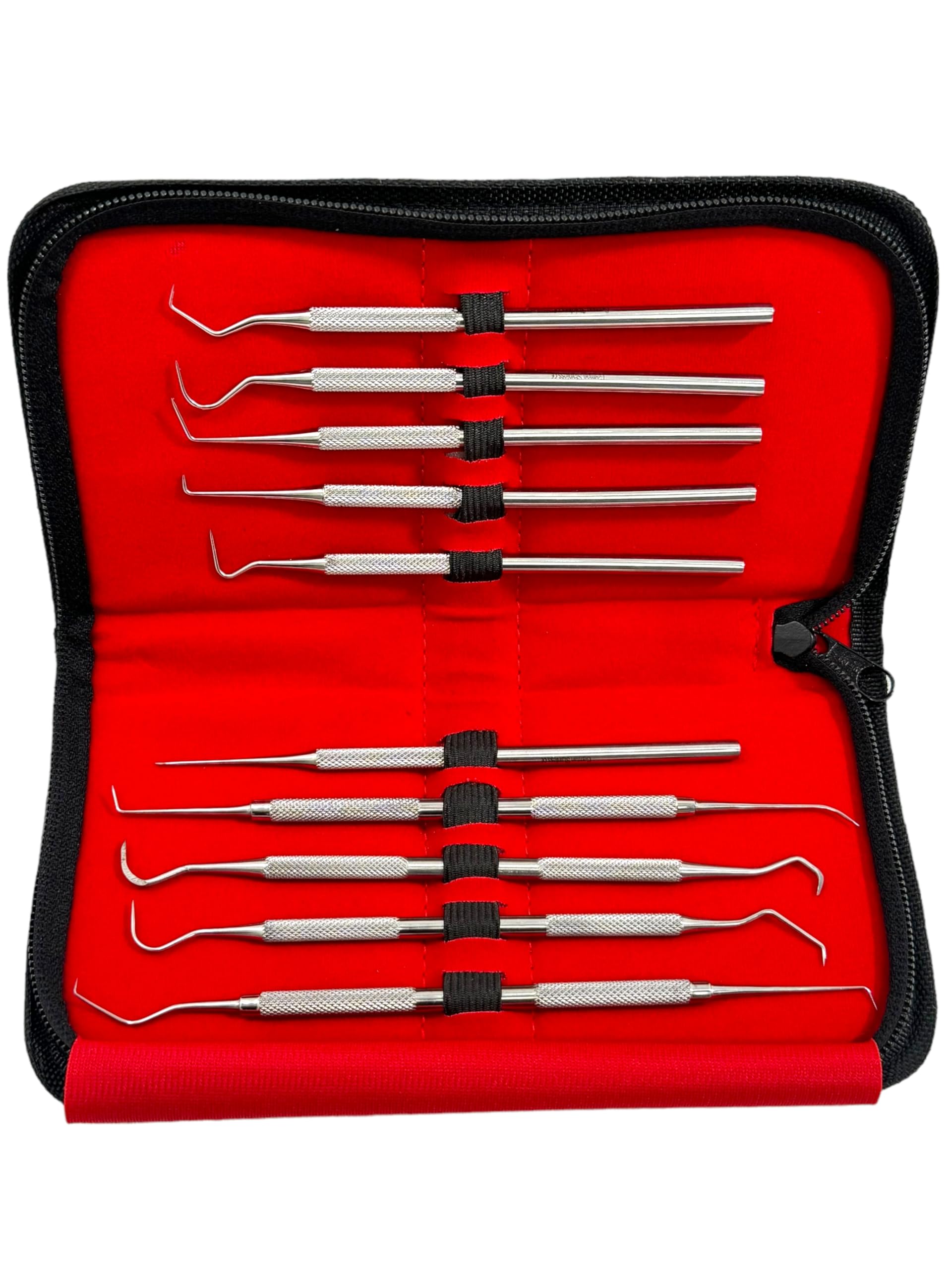 Dental Micro Precision Probe Set of 10 Pieces Double-Ended and Single Ended with Pouch Case - German Stainless Steel