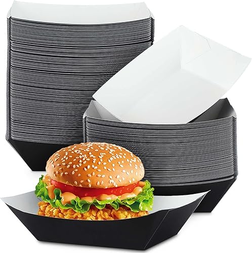 Bandeja de papel desechable para alimentos, barcos de alimentos, resistente a la grasa, bandeja de palomitas de maíz para servir nachos, tacos,