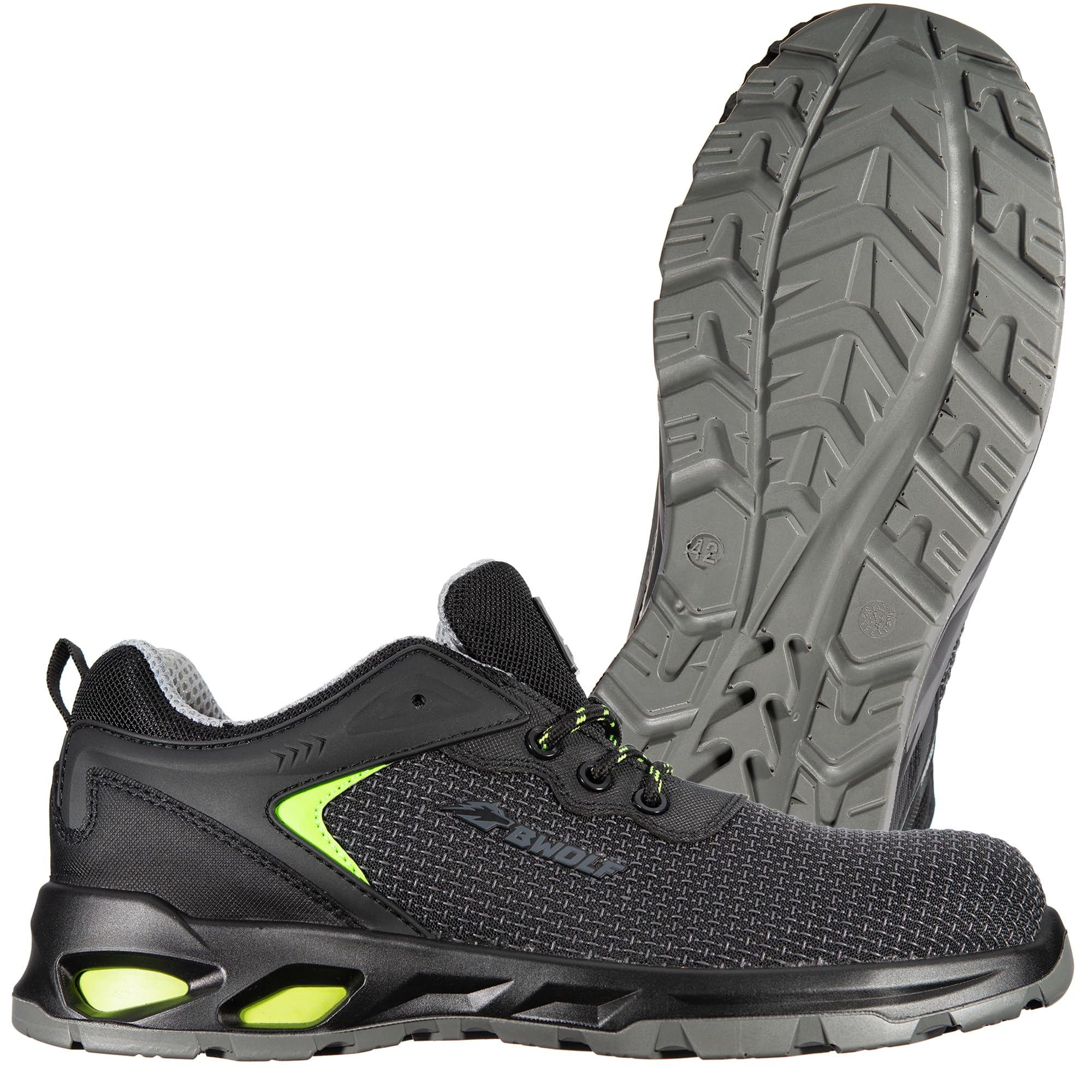 BWOLF Skyler S3S Zapatos de Seguridad para Hombre S3, Impermeables, 4 x 4 Grip Tech, Suela Ergo, ESD