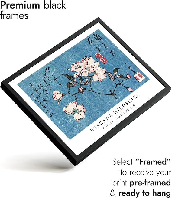 Animato Cherry Blossoms Utagawa Hiroshige Poster, Japanese Woodblock Ukiyo-E Print, Vintage Art Picture Painting Wall Art Exhibition Bedroom Home Decor, A2 (Print Only) - 59.4x42cm