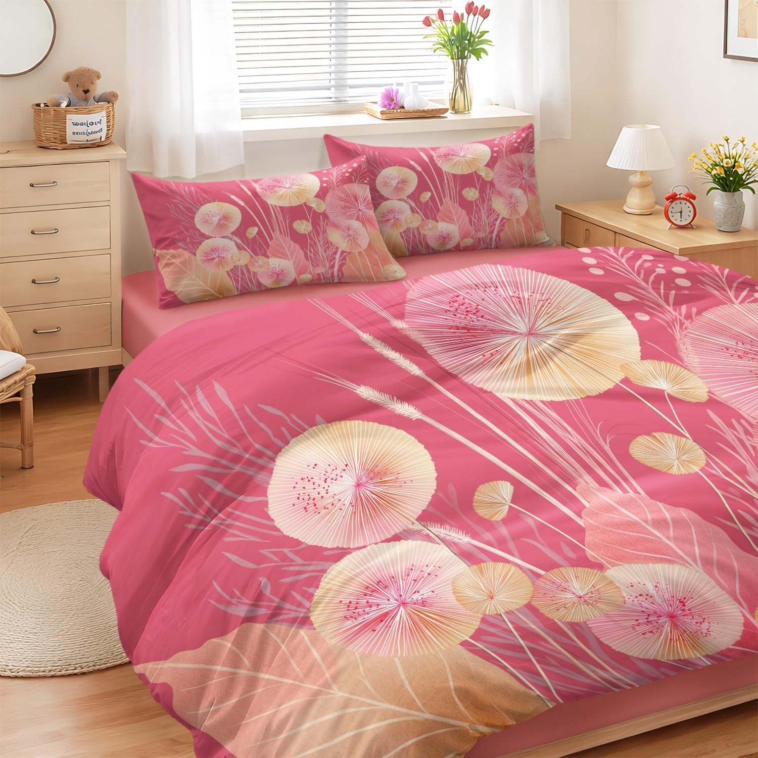Housse de Couette Floral 140x200 cm Vintage et Botanique pour Enfant