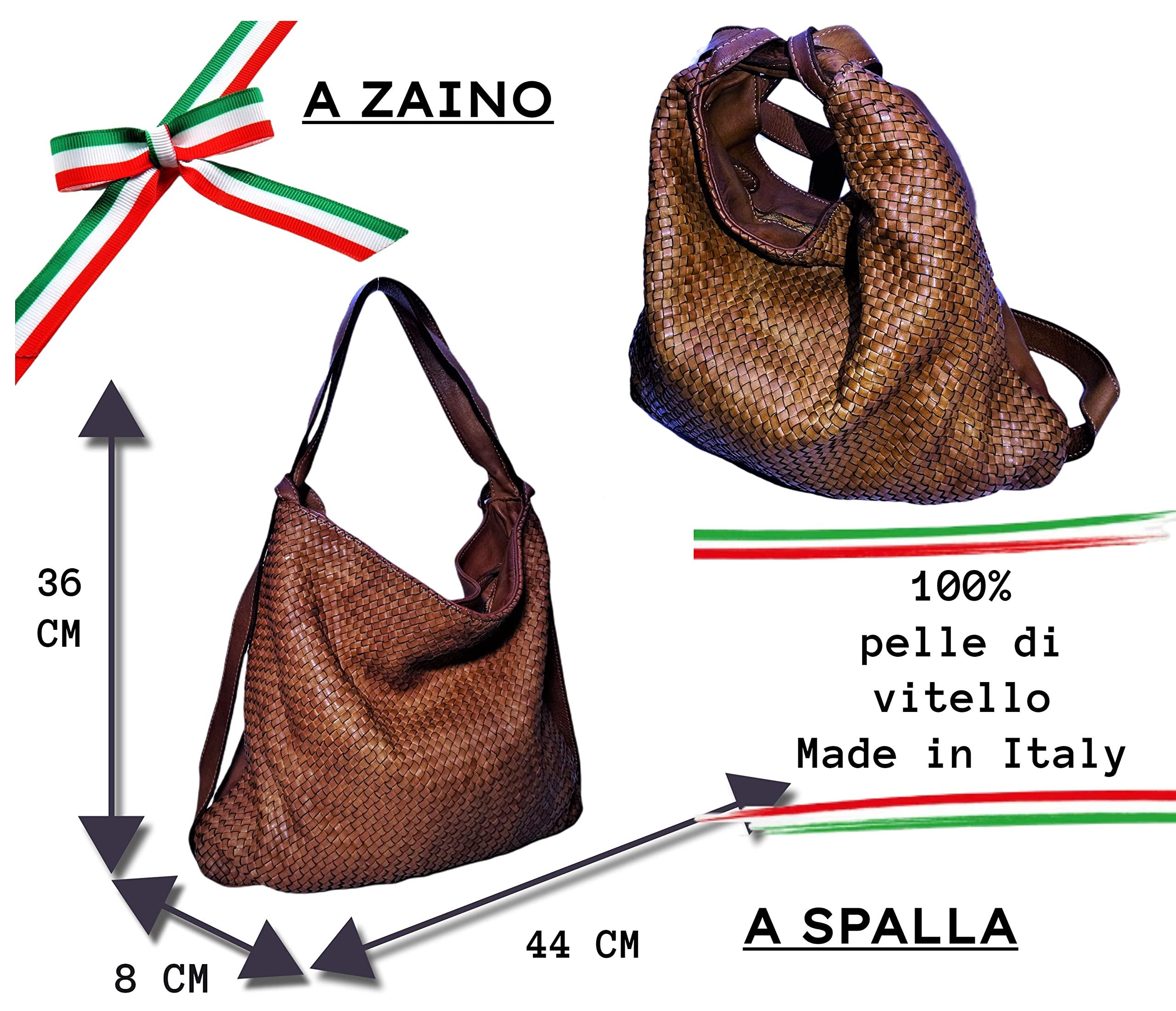 Brakumi Borsa in vera pelle morbida trasformabile in zaino