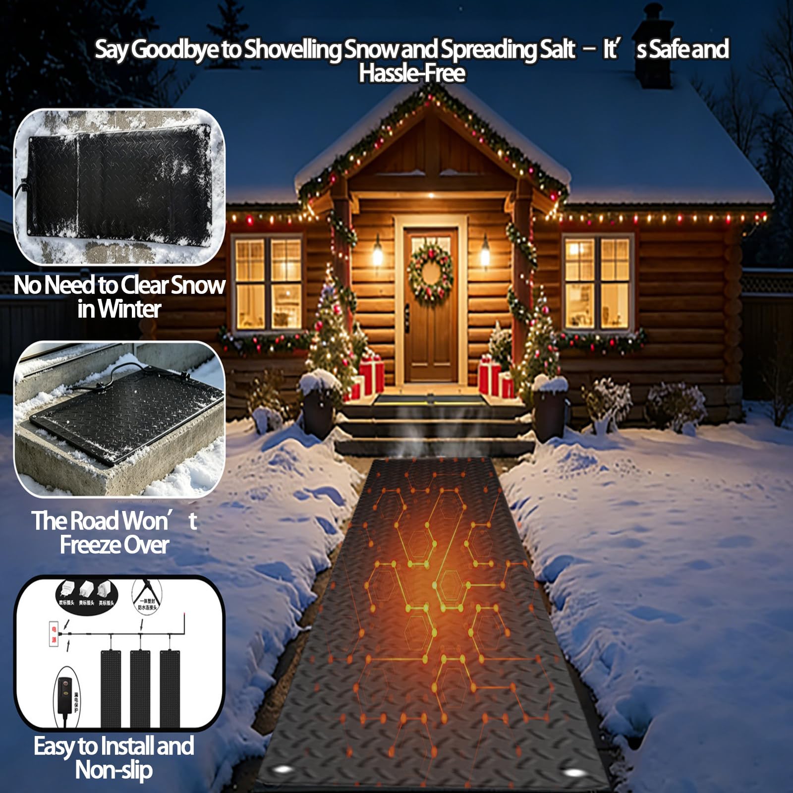 Tapis Chauffants pour Faire Fondre La Neige sur Les Allées Et Les Escaliers,Tapis Chauffants pour Faire Fondre La Neige sur Les Escaliers, dans Les Garages Et Les Allées 20inx60in