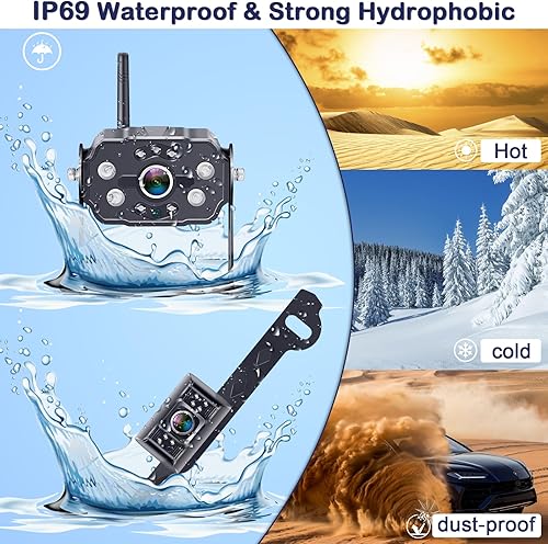 Miniatura 4 de Cámaras de respaldo inalámbricas duales para autocaravana, fácil de instalar, grabación Plug-Play, HD 1080P, 7 pulgadas, monitor de tecla táctil,