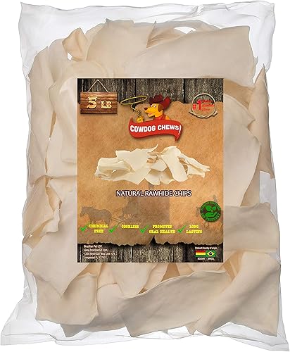 Cowdog Chews Chips de cuero crudo natural  Golosinas prémium de larga duración para perros con pieles de res de corte grueso (5 libras) disponible en Yaxa Peru