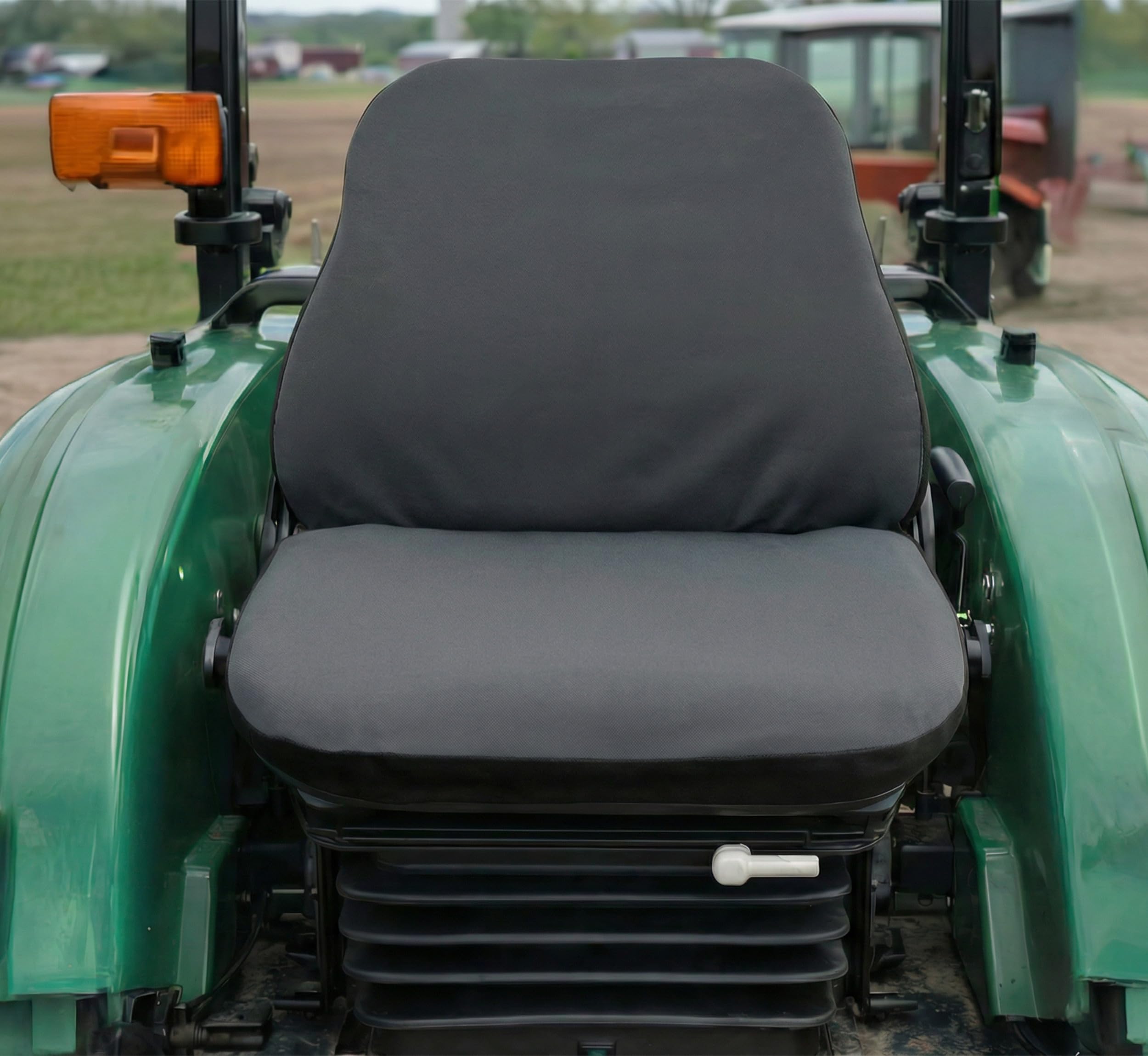 Auto Accessori Lupex - LS32 Housse de siège tracteur universelle - Assise et dossier en PU matelassée, coutures renforcées, protection et confort pour sièges agricoles (tissu gris) - 2