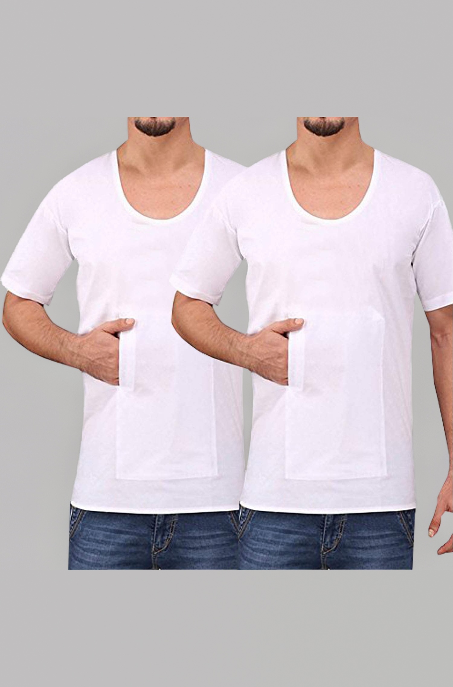 Men's Cotton Pocket Vest for Security PurposeWhite