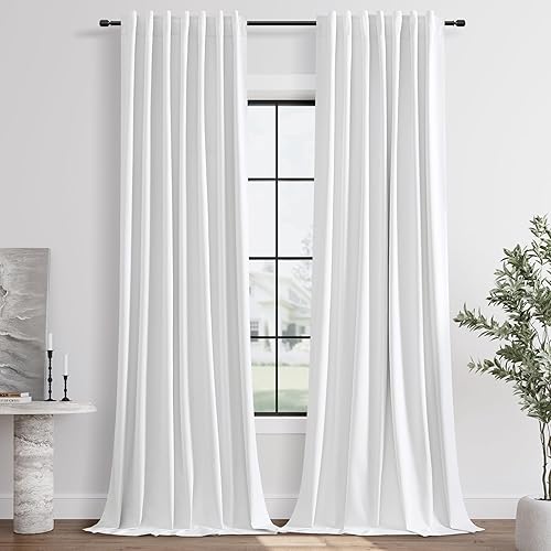 Miniatura 25 de Cortinas Blackout de 84 pulgadas de largo, juego de 2 paneles de lino natural para dormitorio, oscurecimiento de habitación, cortinas con