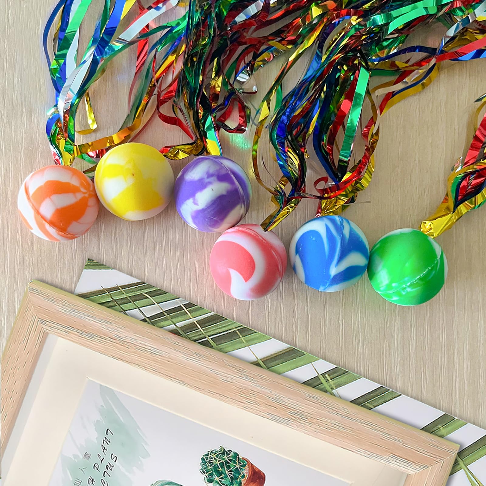 40 Piezas Pelotas Saltarinas, Pelotas Hinchables Para Niños, Pelota Hinchable 25mm Con Cintas De Colores, Juguete De Pelotas De Goma, Regalo De Cumpleaños