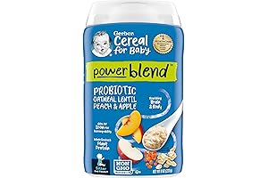 Gerber Organic Baby Cereal 2nd Foods Probiotic, Powerblend, Oatmeal Lentil Peach Apple (Pack of 6)