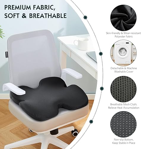 Miniatura 4 de Cojín de asiento, cojines para silla de oficina, cojín de asiento de automóvil, antideslizante para aliviar la presión y el dolor para coxis, coxis,
