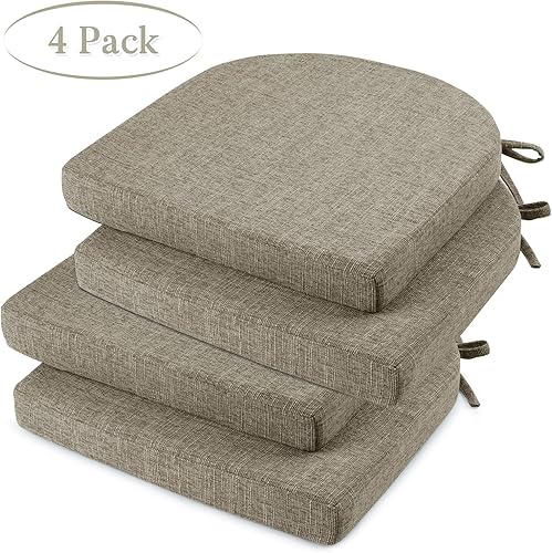 Vista 109 de Basic Beyond Cojines para sillas de comedor, 4 unidades, cojines de espuma viscoelástica con lazos y respaldo antideslizante, almohadillas para Gris