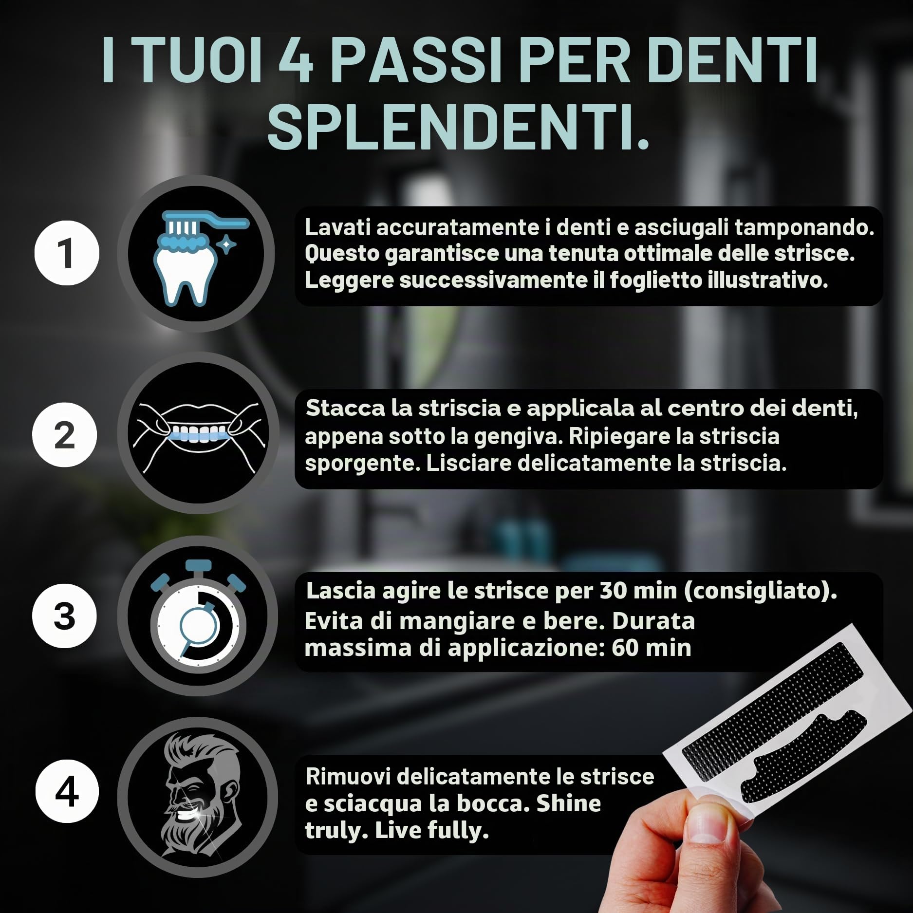 Le strisce sbiancanti | Strisce sbiancanti dei denti (28 strisce) per denti extra bianchi | Strisce sbiancanti denti professionali | Formula 2025 Pure White | Trattamento Teeth Whitening Express con