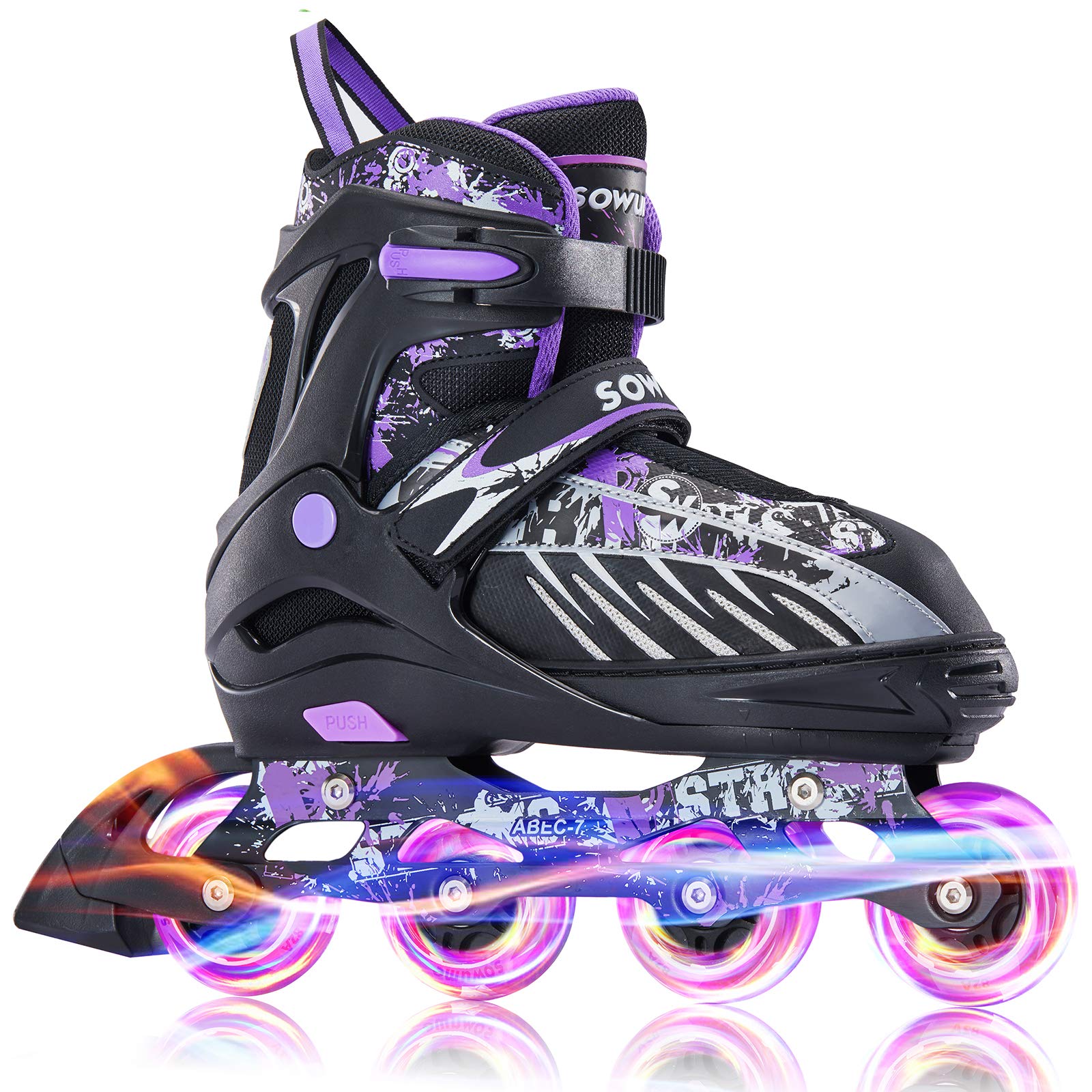 Sowume Adjustable Inline Skates for Girls and Boys, Roller Blades Skates with All Light Up Wheels, Patines para Mujer for Kids and Adults, Men and Women