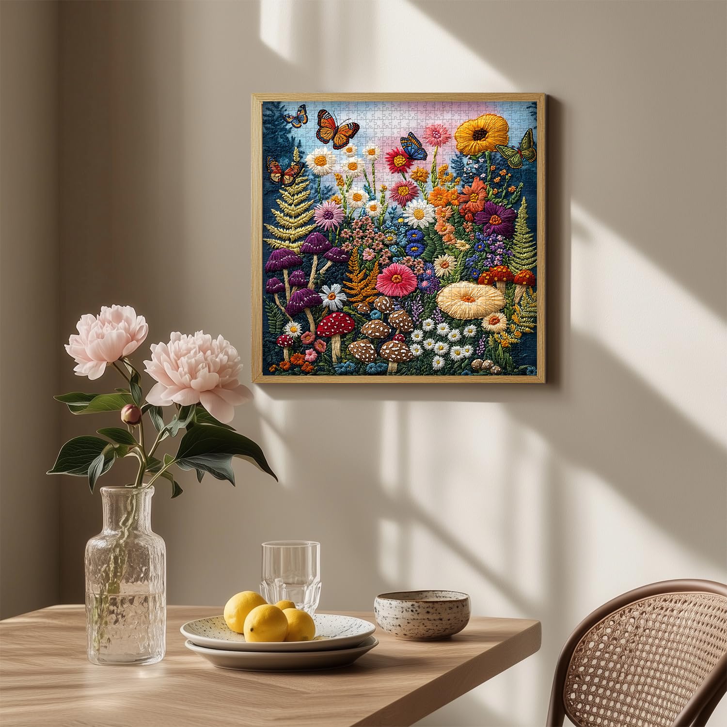 Mushroom Puzzles for Adults 1000 Pieces, PICKFORU Colorful Spring Flower Garden Jigsaw Puzzles Butterfly, Unique Impossible Embroidery Wildflower Plant Theme as Home Wall Decor - Image 4