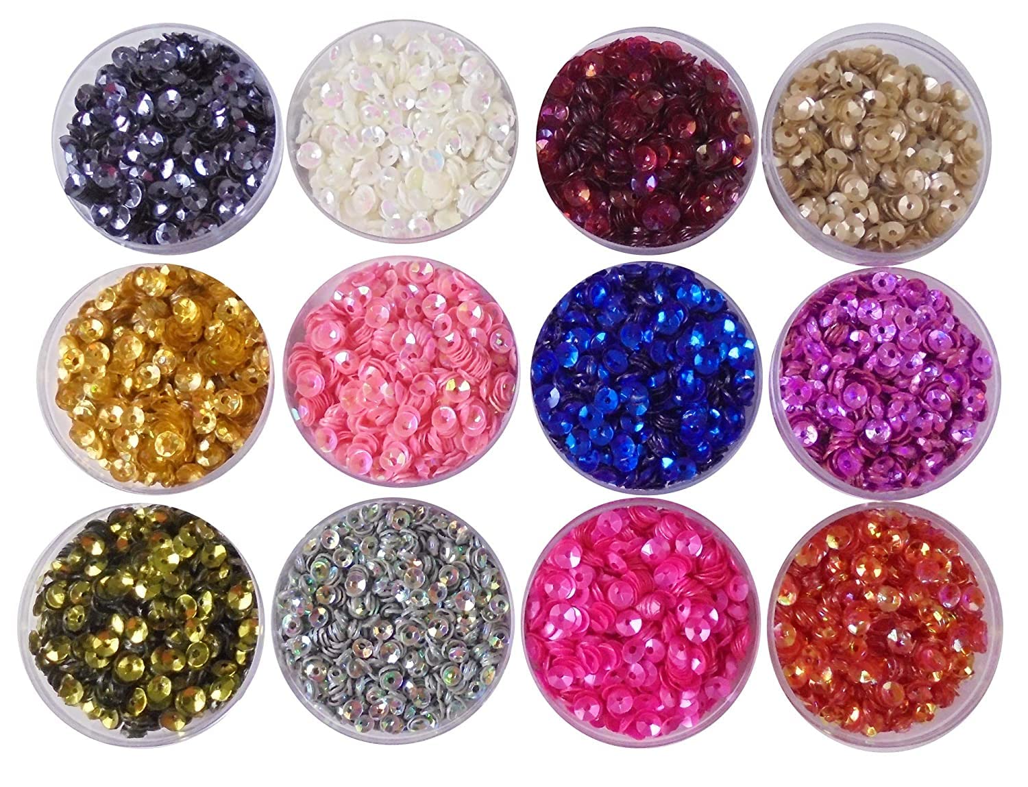eshoppee 4mm, 5gm x 12 Box Sequins Sitara, for Jewellery Making Embroidery Material Art and Craft DIY kit (2)