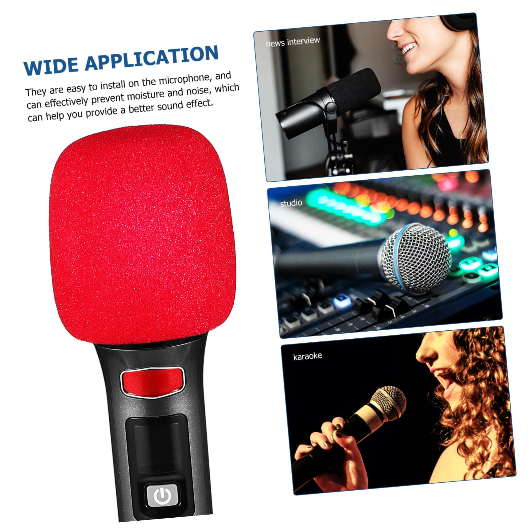 10 pièces Bonnette Micro Épaisse Éponge pour Microphone Ktv Conférence Scène Protection Poussière Noir Bleu Vert