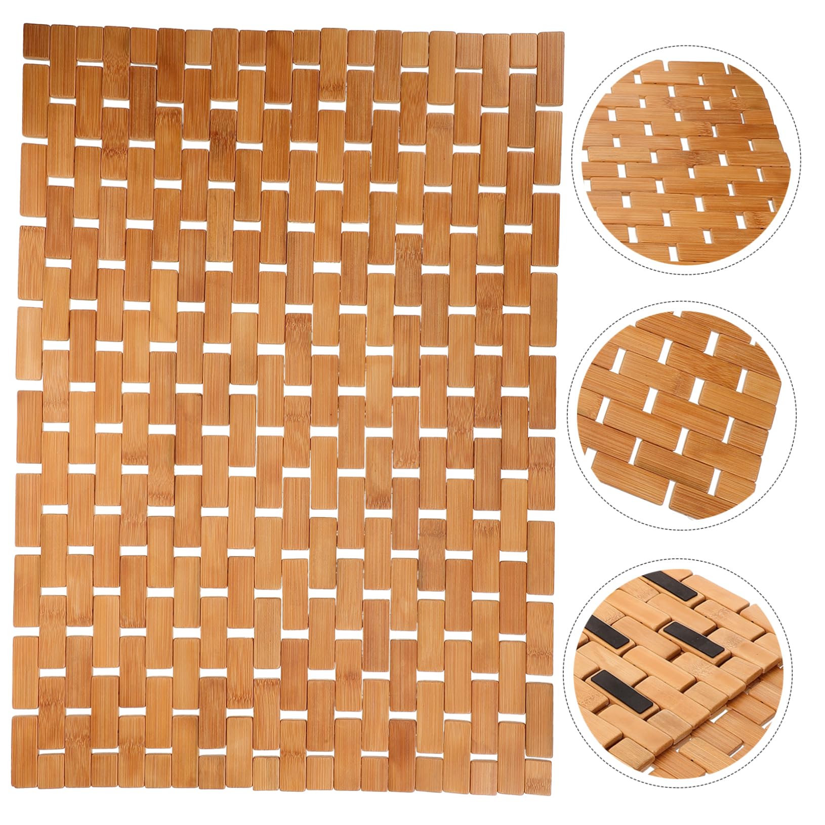 Cabilock Alfombrilla de Baño en Color Caqui de Bambú Antideslizante Superficie Lisa, Alfombra Absorbente para Hotel y Baño