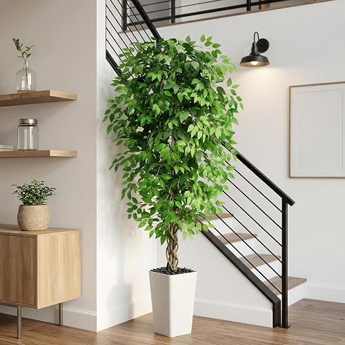 Artificial Ficus Tree Indoor, 6FT Realistic Large Fake Trees |