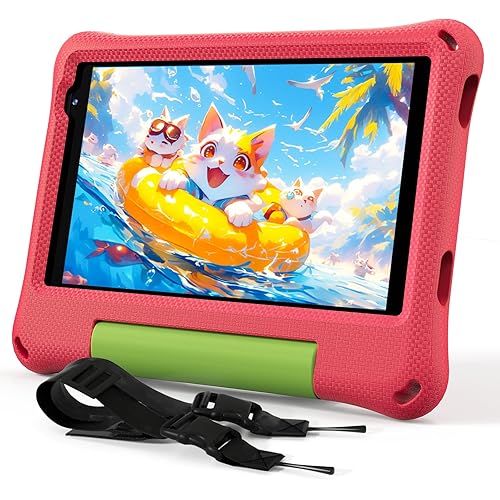 Kids Tablet 8 Inch Android 15, Octa-Core 12GB RAM + 64GB ROM, Toddler Tablet with WiFi 6, Parental Control, Pre-Installed Kids Space, EVA Case, Anti-Glare Screen Protector, Adjustable Strap
